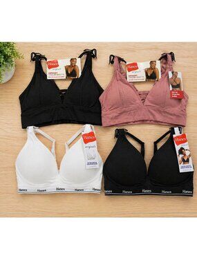 Hanes Bra Lot XS NWT 4 Bras Wireless & Lined Bundle